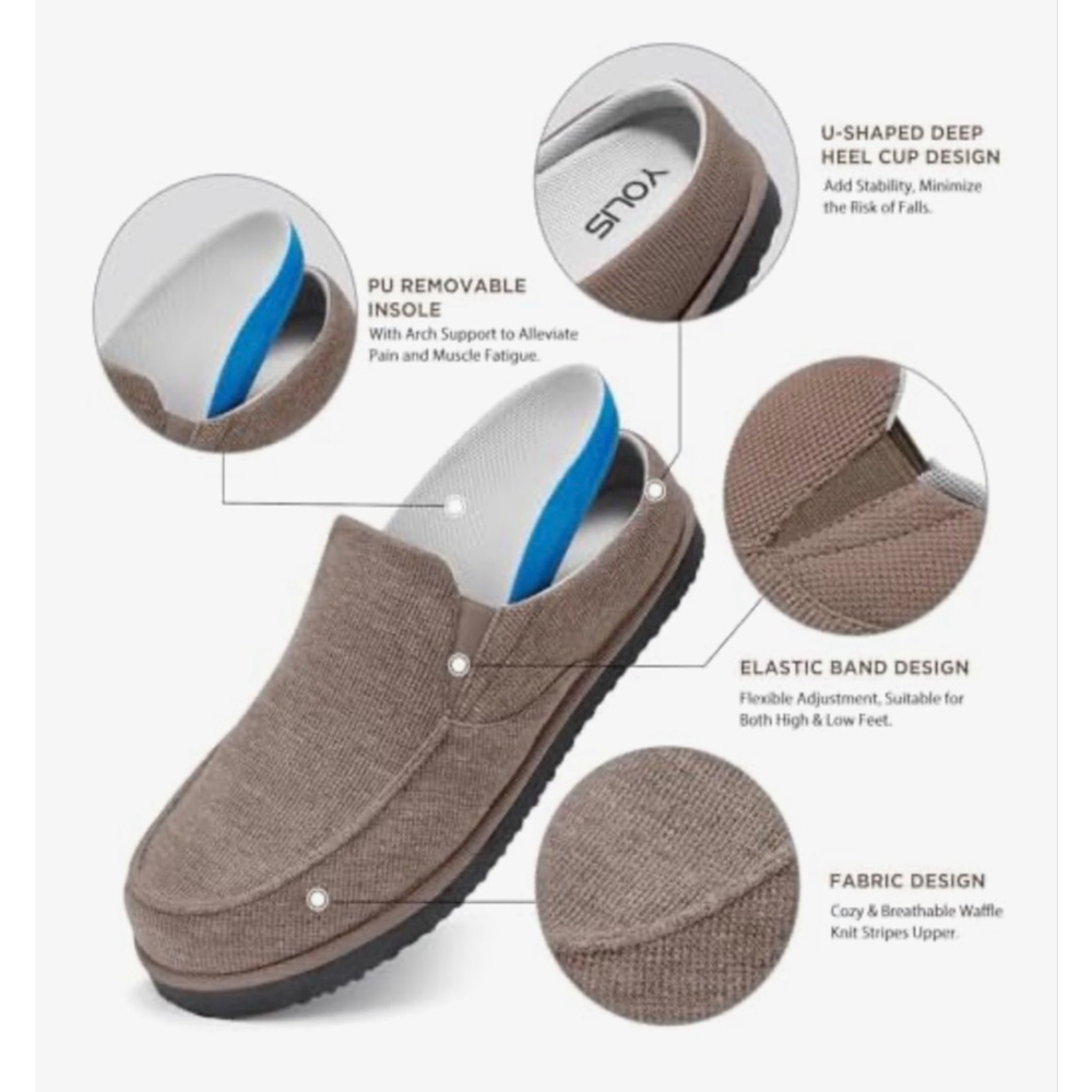 NEW Men's Slippers Arch Support Breathabe House Shoes 9.5 - Picture 6 of 7